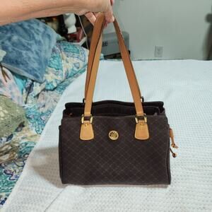 RIONI ITALY EUC BROWN EAST WEST SIGNATURE SHOULDER BAG